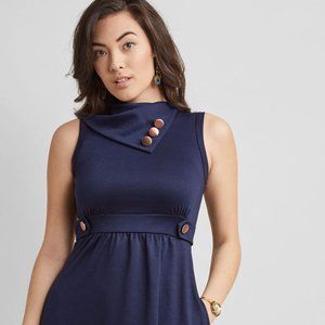 ModCloth Coach Tour A-Line Dress in Navy